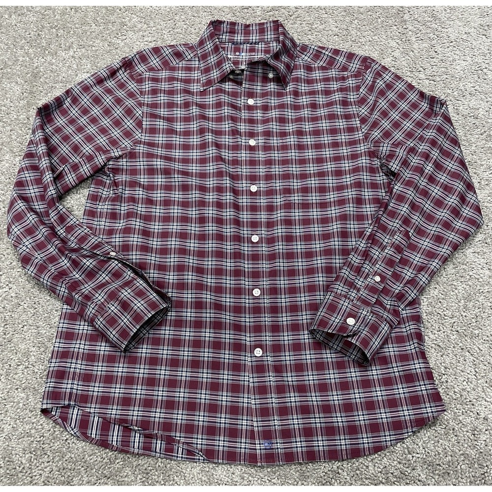 Vineyard Vines Shirt Mens Sm Maroon OTG Brrr On The Go Performance Stretch Plaid